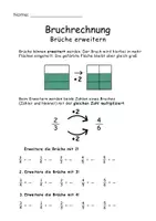 Vorschau - Arbeitsblätter - BRUCHRECHNUNG Brüche erweitern + kürzen Mathe - Seite 1