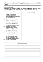 Vorschau - Klassenarbeiten - Lyrik. Klausur. Gedichtinterpretation. Das zerbrochene Ringlein (Joseph von Eichendorff) - Seite 1