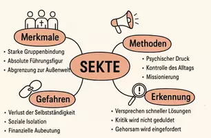 Vorschau - Arbeitsblätter - Arbeitsblätter zum Thema "Sekte" + Lösung & Fragen & MP3 + Mindmap + Infografiken - Seite 3