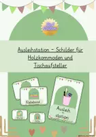 Vorschau - Anderer Materialtyp - Ausleihstation - Schilder für Holzkommoden und Tischaufsteller in Boho Grün - Deckblatt