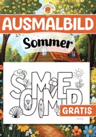 Vorschau - Mal- und Bastelvorlagen - Ausmalbild - Schriftzug „Sommer" - Deckblatt