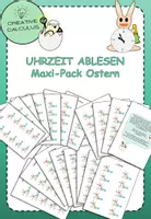 Vorschau - Arbeitsblätter - Uhrzeit ablesen lernen analog Ostern maxi-Pack - Deckblatt