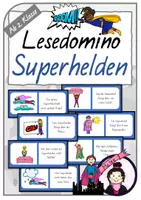 Vorschau - Stationenlernen - Lesedomino SUPERHELDEN | Lesespiel - Deckblatt