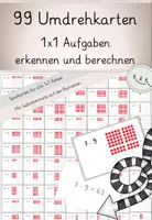 Vorschau - Stationenlernen - 1x1 Aufgaben berechnen, 99 Umdrehkarten: Alle Einmaleins-Reihen am 100er Punktefeld, mit Selbstkontrolle, geeignet für Magischen Zylinder - Deckblatt