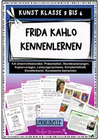 Vorschau - Unterrichtsreihen - Frida Kahlo kennenlernen - Unterrichtsreihe ab Klasse 3 - Stundenplanungen, Künstlerkartei, Künstlerfaltheft, KLN, Kopiervorlagen - Deckblatt