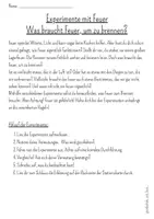 Vorschau - Arbeitsblätter - Feuer - Experimente (Verbrennungsdreieck) - Was braucht Feuer, um zu brennen - Seite 1