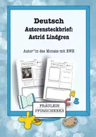 Vorschau - Arbeitsblätter - Autorensteckbrief: Autorin des Monats - Astrid Lindgren - Deckblatt