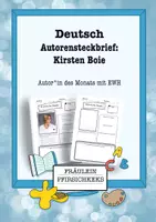 Vorschau - Arbeitsblätter - Autorensteckbrief: Autorin des Monats - Kirsten Boie - Deckblatt