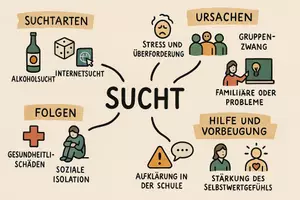 Vorschau - Arbeitsblätter - Arbeitsblatt "Sucht" + Onlineübung & MP3 + Mindmap + Infografik - Seite 1