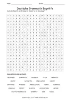 Vorschau - Arbeitsblätter - Suchsel über deutsche Grammatikbegriffe; DAF/DAZ geeignet - Deckblatt