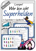 Vorschau - Stationenlernen - Lesespiel | Wer bin ich? | 15 SUPERHELDEN - Deckblatt