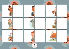 Aperçu - Apprentissages en autonomie - 🧩 10 Puzzles Moitié-Moitié – Thème du jardin - Page 1