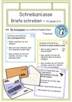Vorschau - Aufgabenkarten - Briefe - Schreibanlässe ab Klasse 2 - Deckblatt