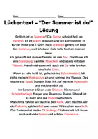 Vorschau - Arbeitsblätter - Lückentext – Der Sommer ist da! - Seite 1