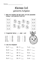 Vorschau - Arbeitsblätter - Arbeitsblätter KLEINES 1x1 gemischte Aufgaben - Seite 1