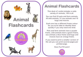 Aperçu - Jeux - 102 Flashcards de vocabulaire animal en ANGLAIS - 102 Animal Vocabulary Flashcards for ESL - Page 1
