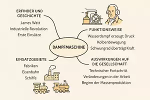 Vorschau - Arbeitsblätter - Arbeitsblatt zum Thema "Dampfmaschine" + Onlineübung & MP3 + Mindmap + Infografik - Seite 1