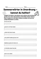 Vorschau - Arbeitsblätter - Sommerwörter in Unordnung - kannst du helfen - Deckblatt