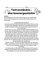 Vorschau - Arbeitsblätter - Textverständnis - eine Sommergeschichte - Deckblatt
