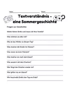Vorschau - Arbeitsblätter - Textverständnis - eine Sommergeschichte - Seite 1