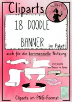Vorschau - selbst erstellte Cliparts/Grafiken - 18 Doodle Banner in schwarz-weiß & jeweils einem farbigen Banner (Doodle-Rahmen) - Deckblatt
