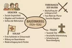 Vorschau - Arbeitsblätter - Arbeitsblätter zum Thema "Bauernkrieg" + Lösung & Fragen & MP3 + Mindmap + Infografik - Seite 1