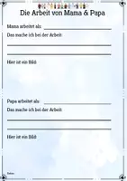 Vorschau - Arbeitsblätter - Die Arbeit von Mama & Papa Portfolioseite - Deckblatt