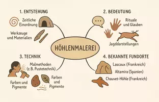 Vorschau - Arbeitsblätter - Arbeitsblatt "Höhlenmalerei" + Onlineübung & MP3 + Mindmap + Infografik - Seite 1