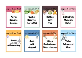 Vista previa - Juegos / Gamificación - Sag noch ein Wort-DAZ Aprender Alemán: Categorías de Palabras - Juego "Di Otra Palabra - página 1