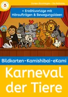 Vorschau - Präsentationen/Tafelbilder - Karneval der Tiere – Bildkarten, Kamishibai, Erzählvorlage & eKami mit Höraufträgen und Bewegungsideen - Deckblatt