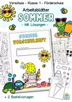 Vorschau - Unterrichtsreihen - Arbeitsblätter Vorschule, Fördermaterial Klasse 1, Lernheft Mathe und Deutsch Sommer, Schulanfang - Deckblatt