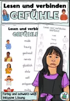 Vorschau - Arbeitsblätter - Lesen und verbinden "Gefühle" DaZ / DaF / Deutsch - Deckblatt