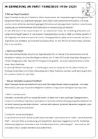 Vorschau - Arbeitsblätter - Arbeitsmaterial: In Erinnerung an Papst Franziskus (1936–2025) – Leben, Wirken & Reflexion ✝️🌍 - Seite 1