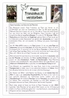 Vorschau - Arbeitsblätter - Papst Franziskus: Sachtext / Lesetext mit Steckbrief (Klasse 3-6) - Seite 1