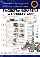 Vorschau - Poster - Tagestransparenz Waschbär | Stundenplan-Schilder Waschbärklasse - Deckblatt