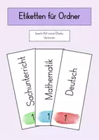 Vorschau - Lehrpläne/Lehrermaterial - Ordner Etiketten - Beschriftung für Ordnerrücken - Deckblatt