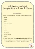 Vorschau - Spiele - Richtig oder Quatsch ? Lesespiel für die 1. und 2. Klasse - Seite 1