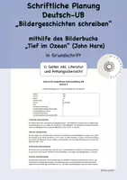 Vorschau - Stundenentwürfe - Schriftliche Planung Bildergeschichte Tief im Ozean - Deckblatt