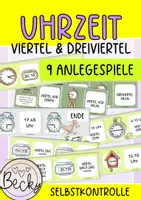 Vorschau - Spiele - 9 Anlegespiele Uhrzeit (viertel und dreiviertel) - Deckblatt