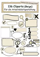 Vorschau - selbst erstellte Cliparts/Grafiken - Arbeitsblattgestaltung: Cliparts in beige - Deckblatt