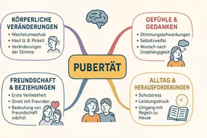 Vorschau - Arbeitsblätter - AB mit Fragen zum Thema "Veränderungen während der Pubertät" + Lösungsblatt + Mindmap + Infografik - Seite 2