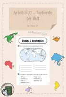 Vorschau - Arbeitsblätter - Arbeitsblatt: Kontinente der Welt - Klasse 3/4 - Deckblatt