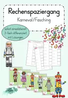 Vorschau - Arbeitsblätter - Rechenspaziergang Karneval/Fasching - Deckblatt