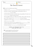 Vorschau - Arbeitsblätter - Sommer: Lückentext + Schreibaufgabe - Seite 1