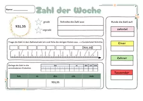 Vorschau - Arbeitsblätter - Zahl der Woche - Kommazahlen, Umwandeln, Nachbarzahlen, Grundrechenarten - Seite 2