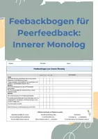Vorschau - Arbeitsblätter - Feedbackbogen Innerer Monolog - Deckblatt