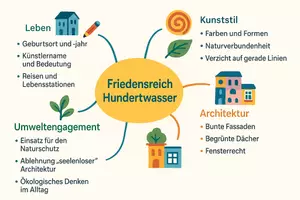 Vorschau - Arbeitsblätter - Arbeitsblatt "Friedensreich Hundertwasser" + Onlineübung & MP3 + Mindmap + Infografik - Seite 3
