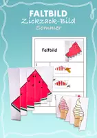 Vorschau - Mal- und Bastelvorlagen - Agamograph - Zickzack-Bild - Faltbild zum Thema Sommer - Deckblatt