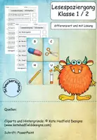 Vorschau - Arbeitsblätter - Lesespaziergang Schulsachen Klasse 1 / 2 - Deckblatt