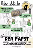 Vorschau - Arbeitsblätter - Der Papst - Wahl, Aufgaben und Kleidung / Wer ist der Papst & Ausmalbilder - Deckblatt